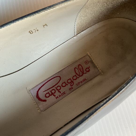 Pappagallo Flats Vintage Navy Blue Leather8.5M Made in Spain Gold Anchor Loafer - Picture 10 of 14